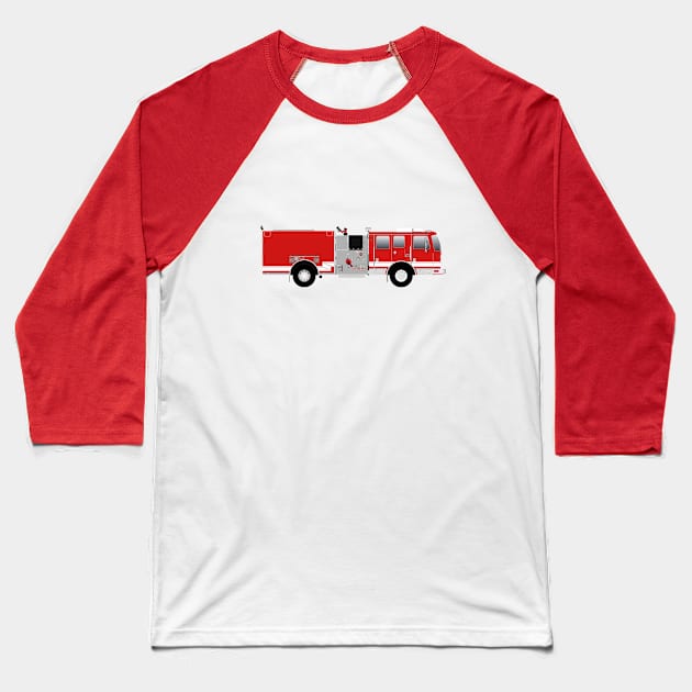 Red Fire Engine Baseball T-Shirt by BassFishin